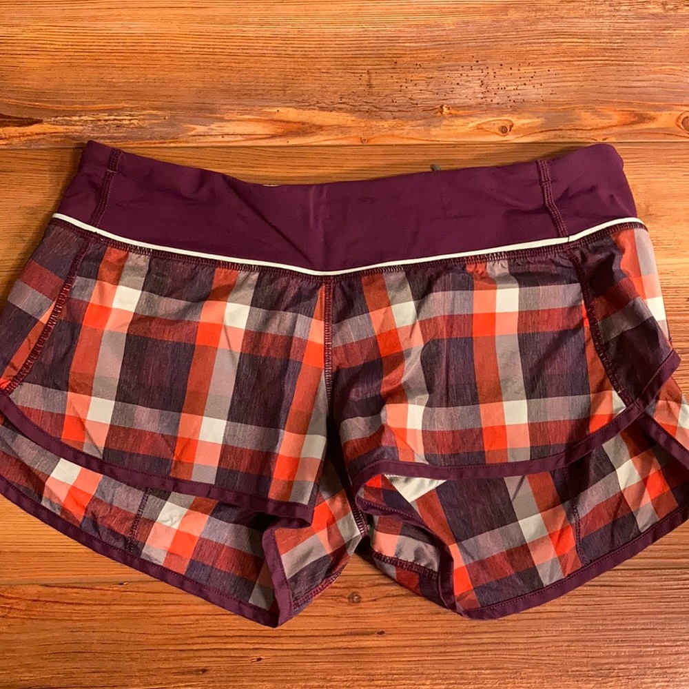 lululemon athletica Purple Plaid Athletic Shorts